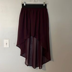 Maroon high low midi skirt